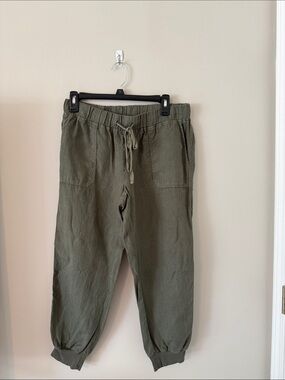 Caslon Olive Green Drawstring linen blend Jogger Pants